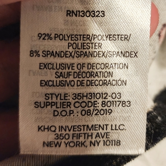 Calvin Klein Black Velvet Velour Dress Girl's XL 16 Short Sleeve Dot Logo Print - Picture 4 of 5